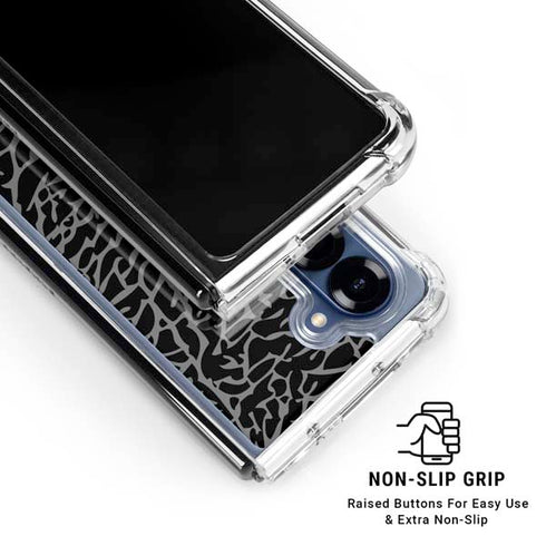Elephant Print Black Galaxy Z Fold6 Clear Case